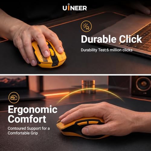 Uineer Wireless Mouse, Bluetooth 5.0/2.4G /Wired, 12,800 DPI, Programmable