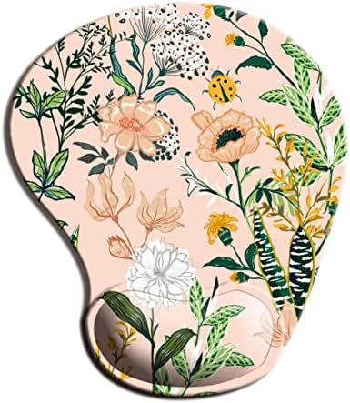 Ergonomic Mouse Pad with Wrist Support,Mouse Pads with Non-Slip PU Base for Home Office Working Studying Easy Typing & Pain Relief Pink