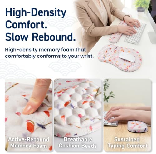 BELLEMOND Japanese Mouse Pad with Wrist Rest | Ergonomic Memory Foam, Large