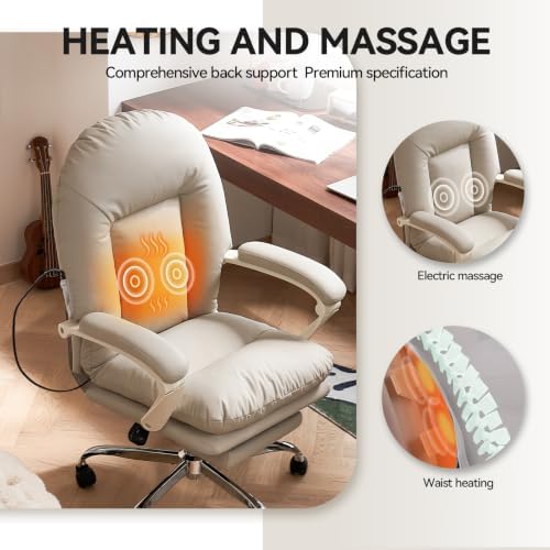 EMIAH Heated and Massage Office Chair with Foot Rest Reclining, PU Leather