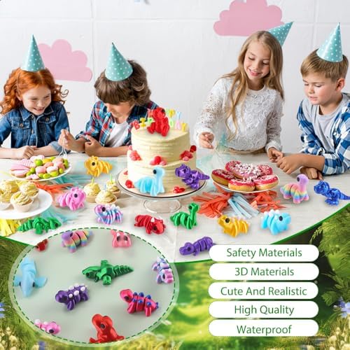 JOICEE 24Pcs 3D Printed Dinosaur Animals Mini Dinosaur Fidget Toys