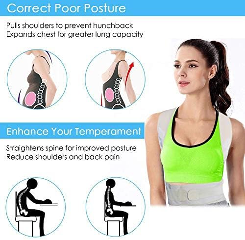 Thoracic Back Brace Posture Corrector - Magnetic Support for Neck Shoulder Upper and Lower Back Pain Relief - Perfect Posture Brace for Cervical Lumbar Spine - Fully Adjustable Belt (Beige, XX-Large)