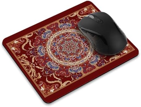 Non-Slip Rectangle Mousepad, WIRESTER Vintage Oriental Dark Red Persian Floral Rug Mouse Pad for Home, Office and Gaming Desk