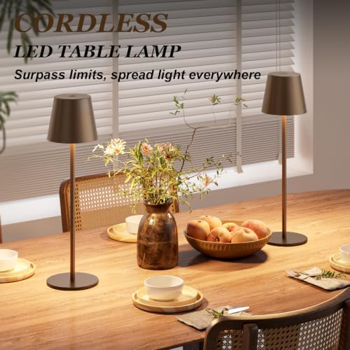 Kakanuo Brown Cordless Table Lamp Rechargeable, Battery Operated