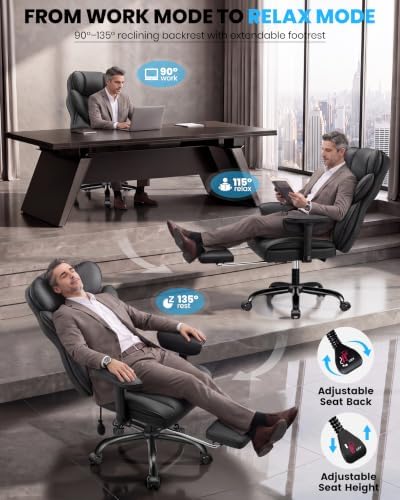 Office Chair, Big and Tall Executive Chair with Adjustable Lumbar Support