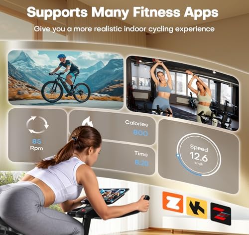 Exercise Bike, CHAOKE Quiet Adjustable Magnetic Resistance Stationary Bike for Home Cardio with App Compatible, 300LB Weight Capacity Indoor Cycling Bike with Comfortable Seat & Digital Display