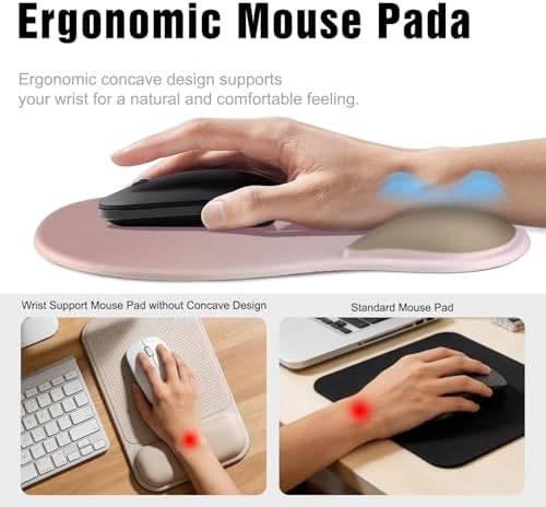 Ergonomic Mouse Pad with Wrist Rest - Gel Wrist Support Mousepad with Non-Slip PU Base for Computer, Laptop, Office & Home