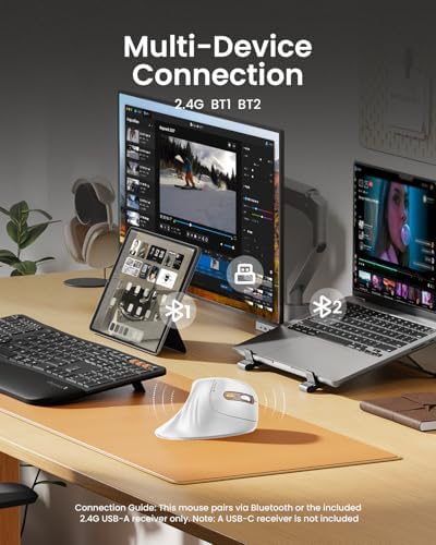 ProtoArc EM11 NL Wireless Ergonomic Mouse, Rechargeable, White Gold