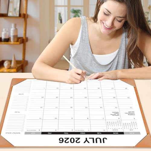 Desk Calendar 2026-2027 with Desk Mat – 22" x 17" Large Desk Pad Calendar Runs from July 2026 to December 2027, Office Supplies Desktop Monthly Calendar for Home & Office