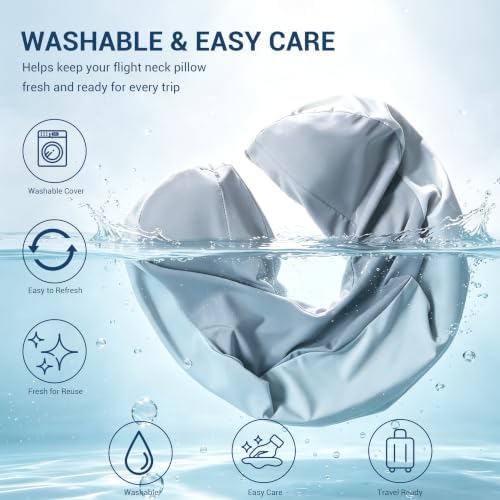 SheRest Cooling Travel Neck Pillow for Airplane, Memory Foam Neck Support