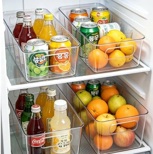 SPACELEAD 4 Pack Clear Drawer Organizers with Dividers, Plastic Bins