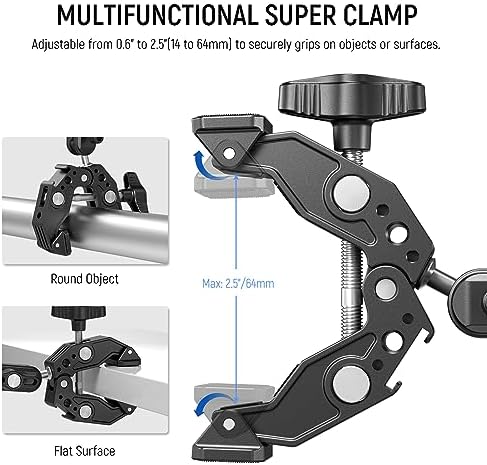 NEEWER Super Clamp with 3" Dual Ballhead Magic Arm, Cold Shoe, ST83