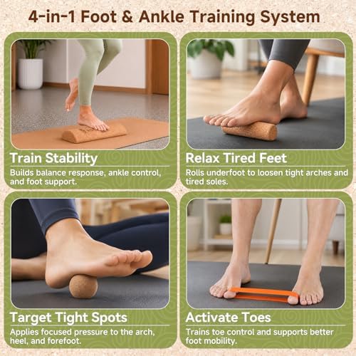 Rocalt Cork Balance Board, Foot and Ankle Strengthener Kit
