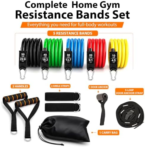Resistance Bands Set with Handles and Door Anchor for Full Body Workout