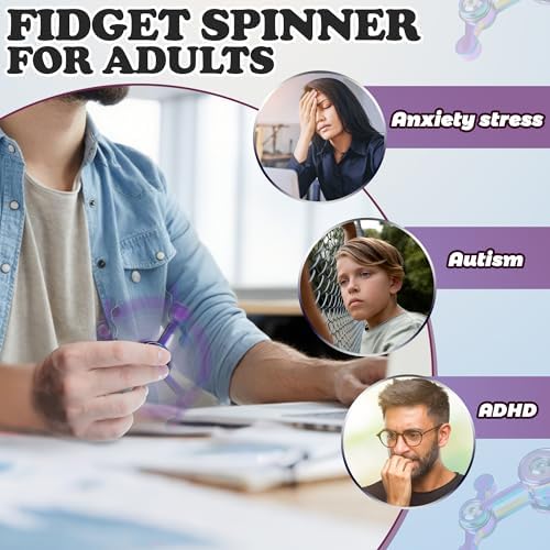 Fidget Spinner for Adults, Metal Silent Figette Office Desk Toy Quiet Cool Gadgets Gifts for Teen Boys Kid Anxiety Stress Relief Calm Down Sensory Autism Autistic ADHD Airplane Travel (Color+Silver)