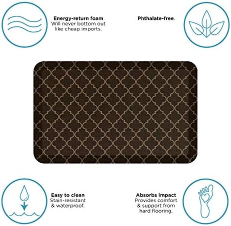 NewLife by GelPro Anti-Fatigue Designer Comfort Kitchen Floor Mat, 20x32”, Trellis Walnut Stain Resistant Surface with 3/4” Thick Ergo-foam Core for Health and Wellness