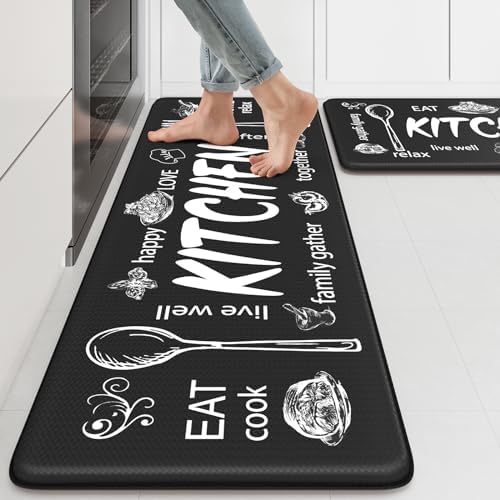 KIMODE Kitchen Mats 2PCS,Cushioned Anti Fatigue Farmhouse Kitchen Rugs Mats