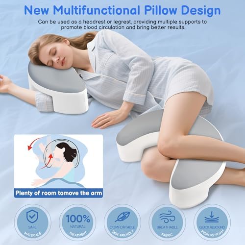 Side Sleeper Pillow with Arm Holes -arm Pillow Ergonomic for Cervical, Neck, Shoulder & Rotator Cuff Pain Relief - ldeal for Side Sleepers Grey