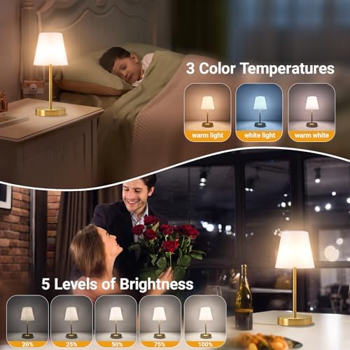 1 pack Cordless Table Lamp Rechargeable, 10000 mAh Portable LED Battery Operated Lamp With Remote Control, 10 Colors Dimmable Touch Desk Light with Timer for Bedside Night Light Outdoor Patio Camping