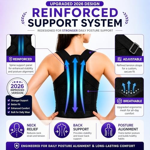 NEW 2026 Posture Corrector for Women & Men 2026 – Adjustable Back Brace for Daily Posture Support, Helps Improve Alignment & Reduce Slouching, Breathable Upper & Lower Back Lumbar Support for Office Work, Sitting & Daily Wear