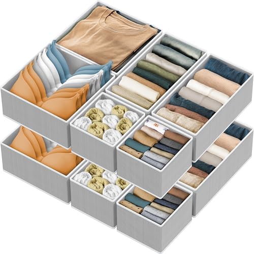 Simple Houseware Foldable Drawer Organizer Stocking Bin, Set of 12, Gray