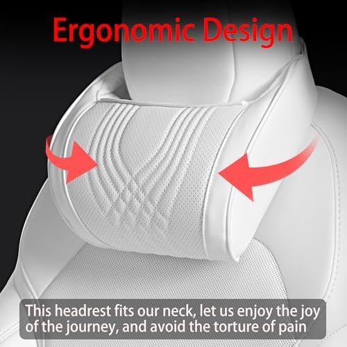 Car Headrest Memory Foam Neck Pillow for Driving White, 1 Pack