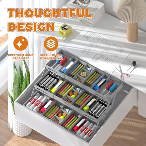 3 Tier Drawer Organizer Versatile Expandable Junk Drawer Organizer Grey