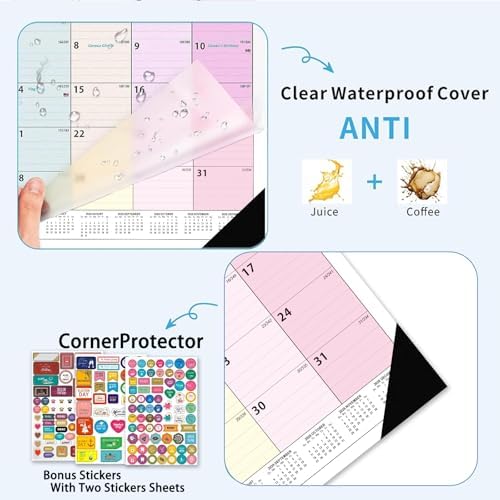 Desk Calendar 2026-2027 - 18 Month Desk Calendar july 2026-2027 Dec, 17" x 12", Large Desk Calendar with Thick Paper, Plastic Cover, Stickers, Home or Office Calendar for Easy Organizing