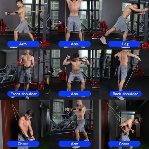 WHATAFIT Resistance Bands, 5 Level Exercise Bands with Handles for Workout