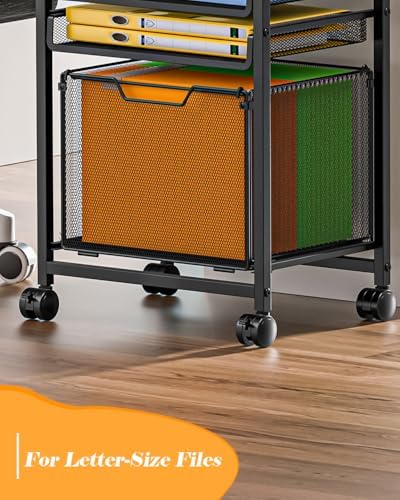 Feyejade Compact 5-Tier Rolling File Cart, Under Desk Metal Filing Cabinet