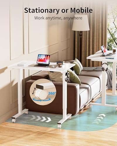 BIZUM 39.4" Small Electric Standing Desk Height Adjustable, Whole Piece Stand Up Computer Desk Work Study Writing Gaming Desks for Home Office White