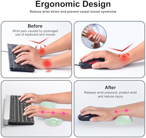 MOKURU Gel Keyboard and Mouse Wrist Rest Set, Comfort Ergonomic Wrist Support, for Wrist Pain Relief, Computer Keyboard Wrist Rest (Green)