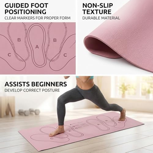 27.5 * 17.8inch Squat Mat with Foot Position, Guided Training Pad for Proper Form, Home Gym Equipment for Leg Workouts, Compact Exercise Mat for Squats and Core Training