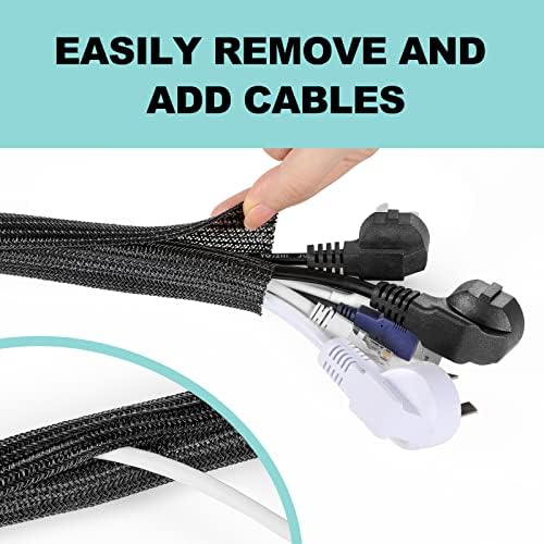AGPTEK Cable Sleeve, 6.6ft - 1.2 inch Cable Management Cord Hider, Black