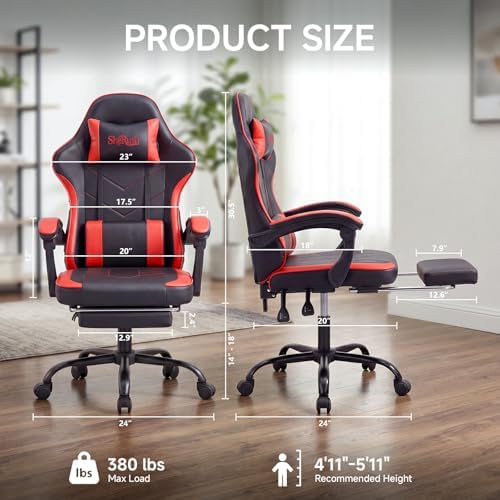 Ergonomic Gaming Chair with Footrest Video Game Chair Reclining