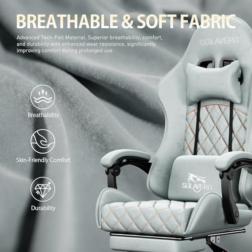 HLDIRECT Massage Recliner Gaming Chair with Footrest for Adults, Blue