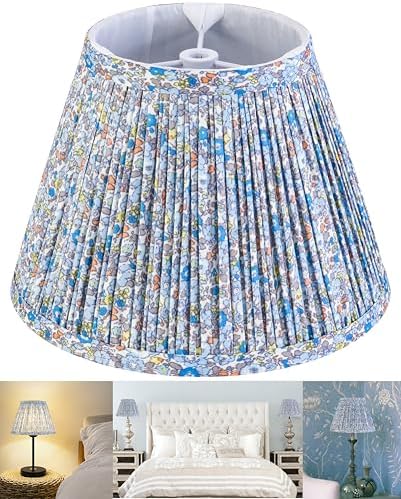 GO&SO Small Pleated Lamp Shade Set of 1,5"×9"×6.4" Bell Shade Boho Floral