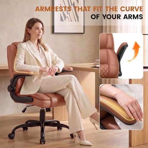 Office Desk Chair, Ergonomic Computer Chair with Flip-Up Arms