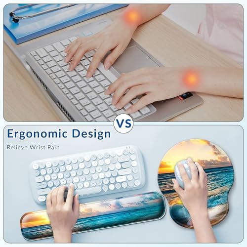 Desk Mat Set Keyboard and Mouse Pad with Wrist Rest Support