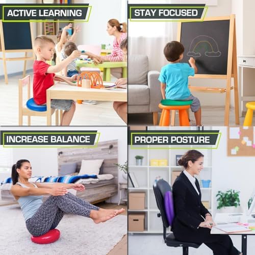 ProsourceFit Core Balance Disc, Inflatable Wobble Cushion with Hand Pump, Dual-Textured Non-Slip Surface for Core, Balance, and Stability Training, 14-inch