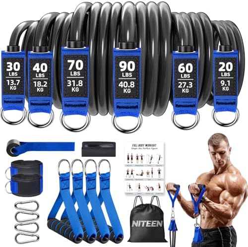 NITEEN 310lbs/390lbs Heavy Resistance Bands with Handles for Working Out
