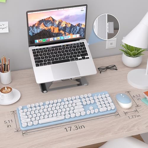 UBOTIE Colorful Wireless Keyboard and Mouse Combo (Blue-White)