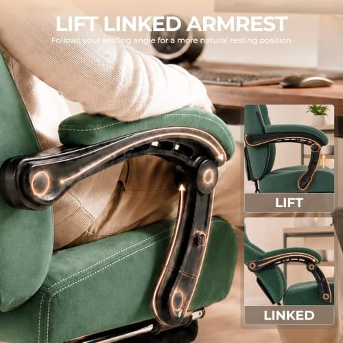 Fabric Gaming Chair with Heated Massage Lumbar Support, Pocket Spring Seat, Reclining Computer Chair with Footrest, Breathable High Back Gamer Chair, 350 lbs