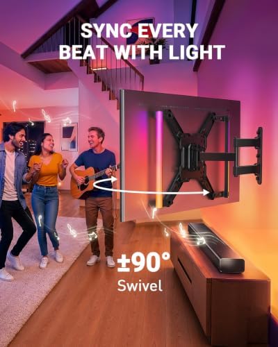 Perlegear TV Wall Mount with LED Lights for 28–65 Inch TVs up to 82 lbs