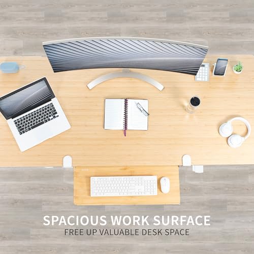 VIVO Real Bamboo Clamp-on 27 x 11 in Keyboard Tray, MOUNT-KB05O