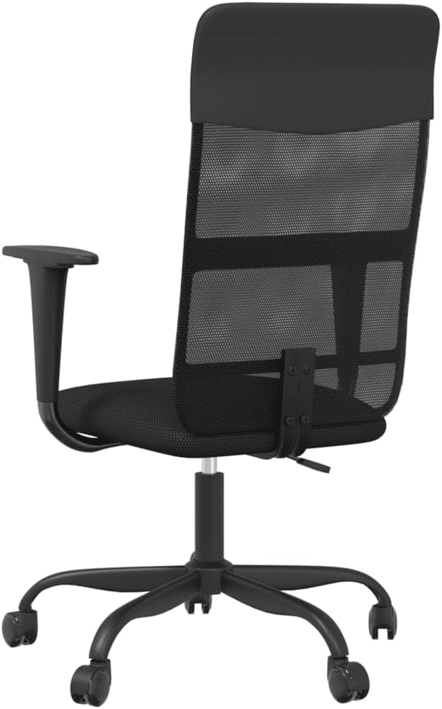 Office Chair Black with Adjustable Height 40.9in to 44.9in, 360-Degree Swivel, Breathable Mesh and Faux Leather, Robust Steel Frame Supports 242.5 lb, 5 Smooth-Rolling Wheels
