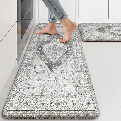 KIMODE Kitchen Rugs and Mats for Floor 2 Piece Anti Fatigue Kitchen Mats