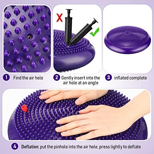 Leitee 3 Pcs Inflated Wobble Cushion Exercise Wiggle Seat for Sensory Flexible Seating Wobble Board Balance Disc Sensory Wiggle Seat Pad for Office Chair with Air Pump