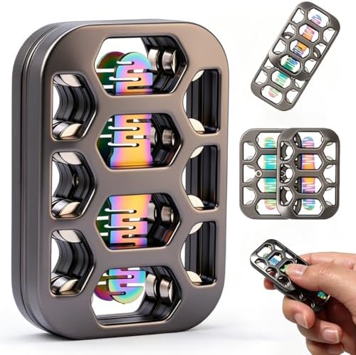 Fidget Toys Adults Openwork Design Metal Fidget Slider EDC Fidget Toys Adults Decompression Desk Toys to Relief Anxiety and Stress for ADD, ADHD & Autism (Gray)