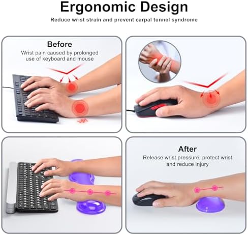 MOKURU Gel Keyboard and Mouse Wrist Rest Set, Comfort Ergonomic Wrist Support, for Wrist Pain Relief, Computer Keyboard Wrist Rest (Purple)